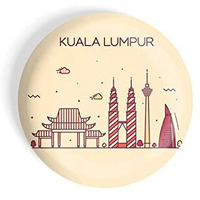 Dhcrafts Fridge Magnet Brown Color Kualaumpur Glossy Finish Design Pack Of 1