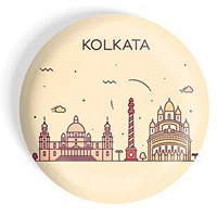 Dhcrafts Fridge Magnet Brown Color Kolkata Glossy Finish Design Pack Of 1