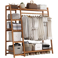 Leopax Bamboo Coat/Clothing/Garment Rack/Freestanding Storage With 5-Tier Shelf (110 X 40 X 140Cm, Natural)