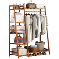 Leopax Bamboo Coat/Clothing/Garment Rack/Freestanding Storage Shelf With 5-Tier Shelf (80 * 40 * 140Cm, Natural)