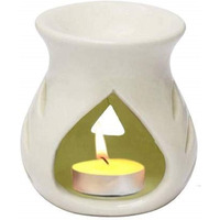 Mkd2 Rise Ceramic Essential Aroma Diffuser Oil Burner Lamp For Home Fragrance (White)