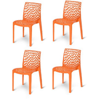 Rw Rest Well Web Designer Plastic Outdoor Chair (Set Of 4, Orange)