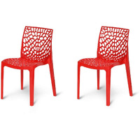 Rw Rest Well Web Armless Designer Plastic Outdoor Chair | Iso Certified Company (2, Red)