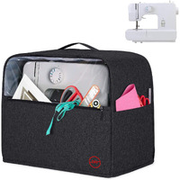Double R Bags Visible Sewing Machine Cover With Top Handle And Pockets, Heavy Duty Dust Cover For Most Standard Singer Usha Brother Machines Stitching Machine Silai Machine (Black)