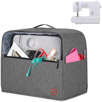 Double R Bags Cotton Visible Sewing Machine Cover With Top Handle And Pockets, Heavy Duty Dust Cover For Most Standard Singer Usha Brother Machines Stitching Machine Silai Machine (Grey, Modern)