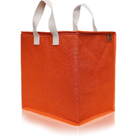 Double R Bags Jute Reinforced Cotton Handles And Thick Base With Multipurpose Storage Organizer And Covers Zip Bag (Orange, Pack Of 1)