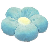 Peach Cuddle Flower Shaped Velvet Floor Cushion (16X16 Inch, Light Blue)