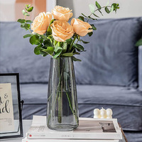 Tied Ribbons Flower Vase For Flower Plants (Black, 22.8 Cm X 6.3 Cm X 7.6 Cm) - Glass Pot For Home Dcor Living Room Water Plants Dining Table Decoration Bedroom Hall Aesthetic House Warming Gift
