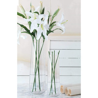 Tied Ribbons Set Of 2 Flower Vase For Living Room (Transparent, 29 Cm & 16.5 Cm) - Glass Vase Pot For Water Plants Home Decor Dining Table Decoration Bedroom Hall Aesthetic House Warming Gift