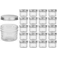 Ginoya Brothers 100 Ml.Mini Mason Jars With Lids,Crystal Jars Ideal For Food Storage, Jam, Body Butters, Jelly, Wedding Favors, Baby Foods (20)