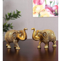 Chhariya Crafts Metal Elephant Pair Of 2 For Gift Home And Office Table Decorative Showpiece For Good Luck (Metal, Gold)