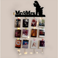 Vah Wooden Photo Frame With Led Light Photo Wall Hanging, Memories Wall Hanging, Hanging Photo Frames For Wall Decoration, Moments Wall Hanging, Photos Hanging For Wall Decoration (Mr And Mrs With Light)