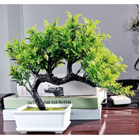 Dekorly Living Room Decor Small Fake Plant Artificial Bonsai Tree For Home Office Hotel, Green