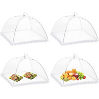 Hasthip Food Cover Tents, 4 Pack 17 Inch Pop-Up Mesh Food Covers Tent Umbrella, Reusable And Collapsible Screen Net Protectors For Outdoors Parties Picnics Bbqs Keep Out Flies Bugs Mosquitoes