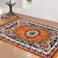 Cozy Furnish Velvet Pooja Asan Mat - Size 28 X 48(Inches) 71X121(Cm) 2X4(Feet) Bed Side Runner,Floor Mat, Floor Rug, Pack Of 1 Velvet Asan (Golden, Rectangular)