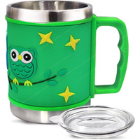 Funblast Milk Drinking Mug For Kids - Stainless Steel Emboss Hot And Cold Coffee/Milk/Tea Mug With Lid For Kids, Owl Design Cup For Kids, Insulated Cup For Hot Beverages, 280 Ml