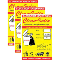 Clean India - Plastic Garbage Bags | Black Extra Large 29X39 Inches Dustbin Bags Garbage Bags For Home | Trash Bag For Kitchen (3 Packs X 10 Bags - 30 Bags) (3 Count, X-Large)