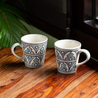 Exclusivelane Handpainted Ceramic Coffee Mug Ceramic Mugs Tea Mugs, 240 Ml, Set Of 2