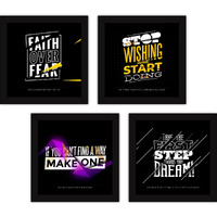 Fatmug Framed Motivational Wall Posters With Glass For Home And Office Decoration, 9X9 In - Set Of 4