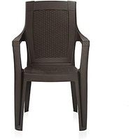 Nilkamal Plastic Chair For Living Room With Arm | 3 Year Warranty | Stackable Premium Plastic Chair For Home, Living Room, Outdoor|Season Rust Brown Colour|Mystique