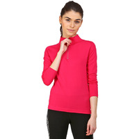 ApPulse WomenS 1/4 Zip Slimfit Raglan Sleeve Tshirt (332_Dkpink_Xx-Large)