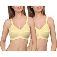 EveS Beauty Womens Full Coverage/Non Padded/Non Wired Cotton Bra (Pack Of 2) Beige