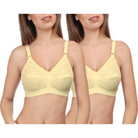 EveS Beauty Womens Full Coverage/Non Padded/Non Wired Cotton Bra (Pack Of 2) Beige