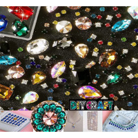 Diy Crafts Sew On Rhinestones, Mixed Shapes Brass Large Sew On Glass Stones Sewing Claw Rhinestone For Craft, Clothes, Garments, Dress, Earring, Belt, Shoes (10 Pcs, Golden Ab)