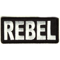 Motohog Embroidered Iron & Sew On Patch (Rebel, White) 3X1.1 Inches