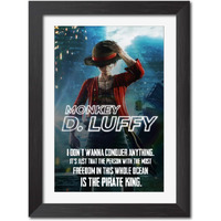 Tenorarts Monkey-D Luffy Poster One Piece Anime Poster Laminated Poster Framed Paintings With Matt Finish Black Frame (12Inches X 9Inches)