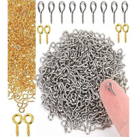 Diy Crafts 30X, Gold, Small Screw Eye Pins, 4 X 8Mm Eye Pin Hooks, Eyelets Screw Threaded Clasps Hooks For Doing Art Diy, Mini Metal Hoop Peg For Jew (30X, Gold)