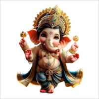 Anabia Decor Bal Ganesh With Mukut God Wall Sticker For Pooja Room, Livingroom, Bedroom, Office, Kidsroom (Size - 45 Cm X 45 Cm)