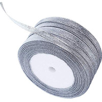 Diy Crafts Silver Glitter Ribbons Metallic Ribbons For Gifts Wrapping Decorations. (Pack Of 2 Rolls, Silver Glitter Ribbons)