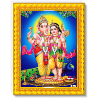 Pavan Photo Laminations Lord Ganesha Murugan Ganesh Vinayagar Hanging Wall Painting Framed Home Decor (Wood,Matte,Gold,Small Size,6 X 8 Inch) R73S