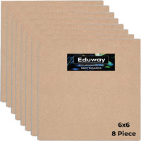 Eduway A2 Mdf Board Board Wood Sheet For Craft Art - 6X6 Inch, 4Mm Thick, Pack Of 8 - Premium Pine Cardboard For Artists, Art And Craft Students - Hard Cutout In Small And Large Sizes (15X15 Cms)