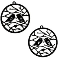 Irondeep Metal Wall Art Tree And Birds -3D Wall Silhouette Metal Wall Decor Home Office Decoration Hallway Living Room Decor Sculpture - Steel Wall Decor, Black Set Of 2