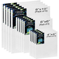 Eduway Canvas Board For Painting- (4"X4", 6"X6", 8"X10") 5 Pcs Each | Premium Quality 7Oz Pre-Primed Cotton Canvas Board For Artists & Beginners | Ideal For Acrylic, Oil, Gouache, Pastels Colors ( Pack Of 15) (10X10, 15X15, 20X25 Cms).