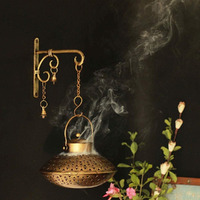 Anshika International Wall Hanging Handi Degchi Dhoop Dani Pot Diya Lantern Incense T-Light Candle Holder For Home Decor, Pooja Room, Living Room, Bedroom, Balcony (Degchi 9X8) (Bracket 8X8)
