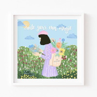 The Spring Palette | Create Your Own Magic - Modern Wall Painting | Self Love Theme | Modern Art Painting For Living Room Bed Room And Office | 10 X 10 Inches, White Frame