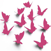 Jaamso Royals Dark Pink 3D Butterflies Vinyl Peel And Stick Self Adhesive Home Decor Wall Sticker 1 Combo Of 12 Piece (13 Cm X 15 Cm)