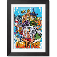 Tenorarts One Piece Poster Luffy Anime Poster Laminated Poster Framed Paintings With Matt Finish Black Frame (12Inches X 9Inches)