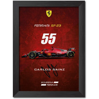Tenorarts Carlos Sainz Poster Frame Ferrari Sf 23 F1 Racing Car Formula One Photo Framed Painting With Matt Finish Black Texture (12 Inches X 9Inches)