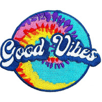 Obokata Iron On Patches, Good Vibes Vibrant Applique Music Embroidered Patch, Colorful Badge Sew On Emblem Diy Accessories For Vest Jackets, Clothes, Hats, Backbags, Pants, Clothing & Jeans.