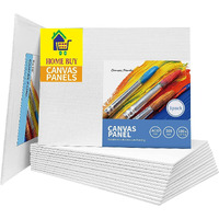 Home Buy Cotton Canvas Board Medium Grain Panel 8 X 10 Inch With 4Mm Board Backing - Pack Of 3 - White