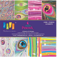 Lakeer 6 X 6 Inch Size Designer Paper Pad Multi-Colored, 32 Sheets (8 Design X 4 Sheets Each) Decorative Paper For Card Making Scrapbooking Origami Decopage Gift Wrapping Book Covers (Peacock)