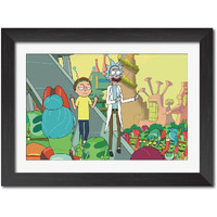 Tenorarts Rick And Morty Anime Posters Rick Sanchez & Morty Smith Poster Laminated Posters Framed Paintings With Matt Black Frames (12Inches X 9Inches)