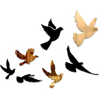 Decorcreed Birds Acrylic Golden And Black Wall Decor Stickers, Acrylic Wall Stickers, Acrylic Mirror Sticker, Decorative Mirror Stickers For Wall, Decorative Stickers For Wall.