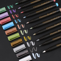 Shaktism Metallic Marker Pens, Golden Metalilic Colours, Permanent Art Marker Pen Set For Doodling, Cardmaking, Scrapbooking, Photo Album, Glass, Wood, Stone