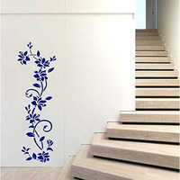 Sticker Yard 'Blue Flowers Floral' Wall Sticker & Decal Stickers Color - Blue (Size 30 Cm X 91 Cm)