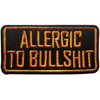 Motohog Unique Embroidered Iron & Sew On Patch (Aller-Gic To Bull-Shit, Orange)